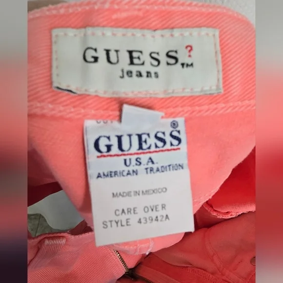 🖤 Guess Pink High-Waisted Jean Shorts Retro Style - Picture 6 of 7